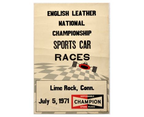 Original vintage sport advertising poster for English Leather National Championship Sports Car Races held on 5 July 1971 in L