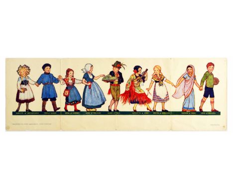 Original vintage educational poster Children of Many Lands featuring a great illustration of children from around the world -