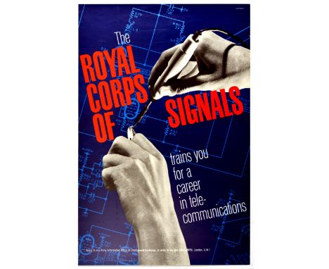 Original vintage propaganda poster issued by the Royal Corps of Signals - trains you for a career in telecommunications. Appl