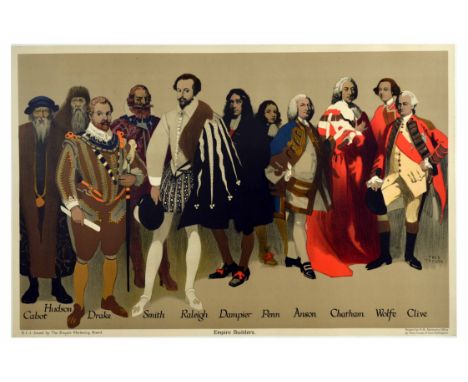 Original vintage educational poster featuring illustrations of Empire Builders: John Cabot (Giovanni Caboto, 1450-1500) Itali