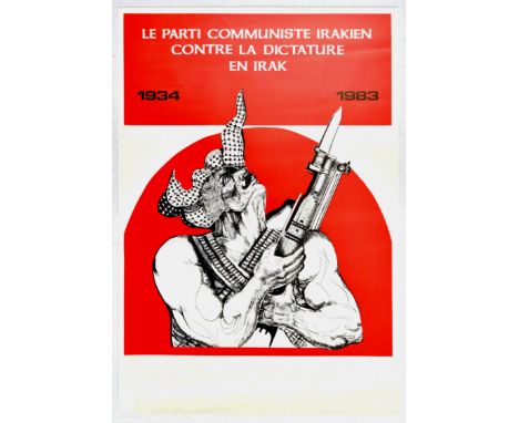 Original vintage propaganda poster - Le Parti Communiste Irakien Contre la Dictature en Irak / The Iraqi Communist Party Agai