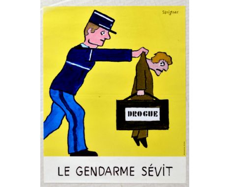 Original vintage propaganda poster for the French police force - Le Gendarme Sevit / The Police are Everywhere - featuring a 