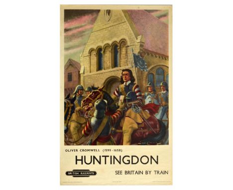 Original vintage British Railways poster for Huntingdon in Cambridgeshire featuring artwork by Lance Cattermole (1898-1992) d