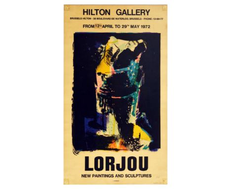 Original vintage double-sided poster advertising an exhibition of Bernard Lorjou’s (1908-1986) artwork. The front of the post