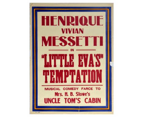 Set of three original vintage billboard advertising posters for Little Eva's Tempation. The name comes from A Farce Comedy Su