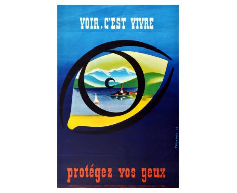 Original vintage public health poster for by artist Trochon, issued by the Institut National de Recherche et de Securite (Fre