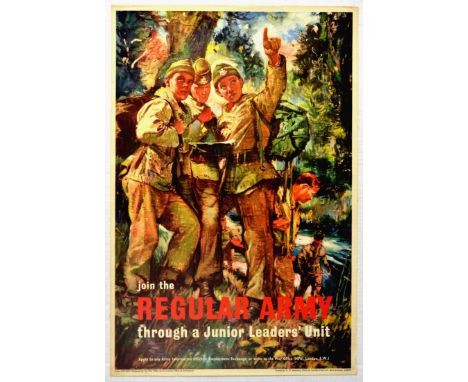 Original vintage propaganda poster Join the Regular Army through a Junior Leaders' Unit - Apply to any Army Information Offic