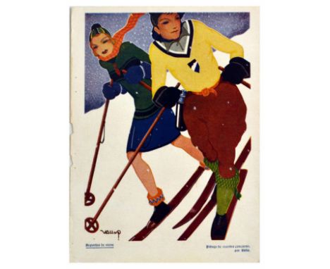 Original vintage advertising poster - Deportes de nieve - Winter Sports. This is a small one-sided that was most likely used 