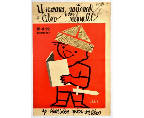 Original vintage advertising poster for the Second National Children's Book Week held 15-22 December, 1962 in Madrid - Design