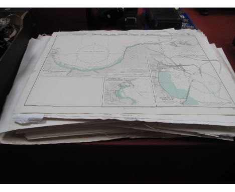 A Large Collection of Sea Charts, of Scandinavia, approaches to K Benhauven, published by Admiralty New Editions 1975, entran