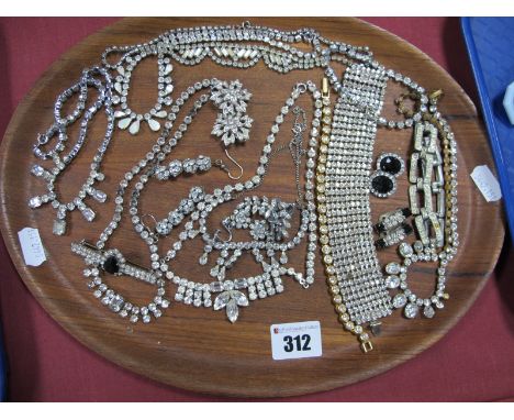 Vintage and Later Diamente Costume Jewellery, including necklaces, earrings etc.