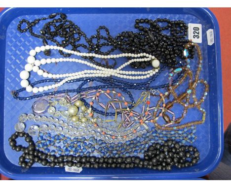Vintage and Later Costume Bead Necklaces, including faceted jet coloured bead necklaces, similar bead necklaces, a two stand 