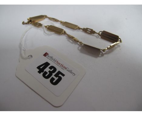 A 9ct Gold Art Deco Style Bracelet, with alternate engine turned and open work panels.