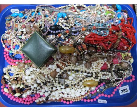 A Mixed Lot of Assorted Costume Jewellery, including imitation pearl bead necklaces, other bead necklaces, bracelets etc:- On