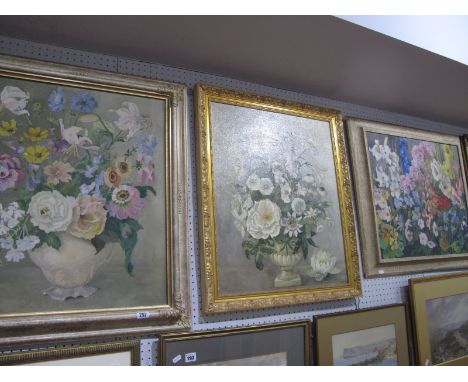 F.D. Longden (Sheffield Artist) 'Floral Panel', Oil on Canvas, 50 x 60cm, label verso, two other oils similar. (3) 