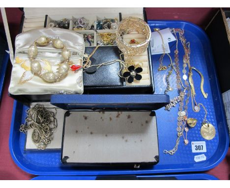 A Selection of Gilt Coloured Costume Jewellery, including ornate panel style bracelets, bangles, necklaces and rings, includi