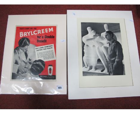After Yosuf Karsh 'Henry Moore' Lithograph, 30.5 x 23cm, Brylcreem advertisement from Picture Post 1949.