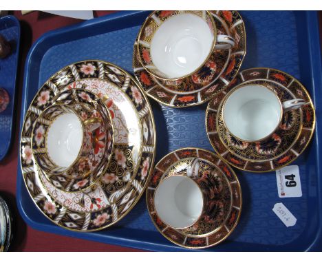 Royal Crown Derby Imari Pattern 1128 Coffee Cups and Saucers, Imari 2451 pattern circular dish cup and saucer and a further c