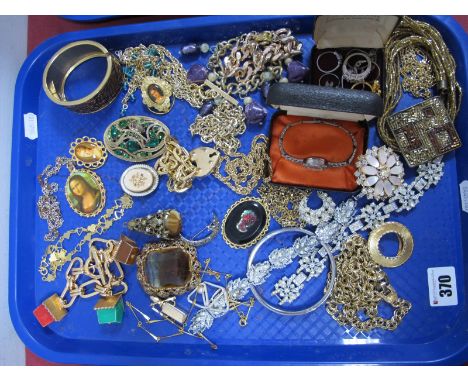 Vintage and Later Costume Jewellery, including bracelets, pendants, diamante bracelets, marcasite set wristwatch dress rings,