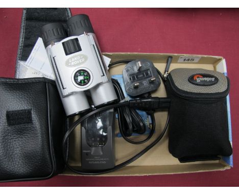 Landrover Binoculars, 12 x 25cm incorporating compass 12cm long also Olympus Camedia Zoom Camera C.50 with case and charger. 