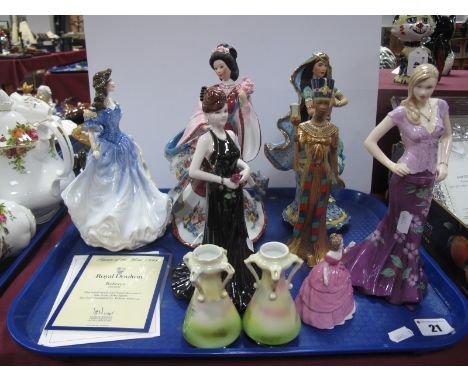 Doulton 'Rebecca' HN4041, Coalport 'Stunning In Black', Worcester 'Ella', Lenox, two Danbury Mint and Coalport miniature, fig