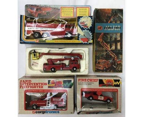 Corgi: A collection of assorted fire fighting vehicles to include 1103 Chubb Pathfinder Airport CrashTruck, 1127 Bedford Simo