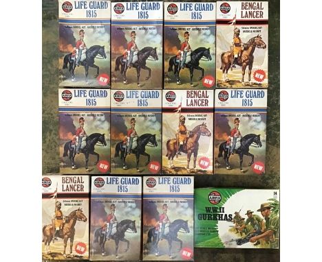 Airfix: A collection of assorted Airfix collectors series 54mm model kits of 1815 Life Guard and Bengal Lancer along with 1:3