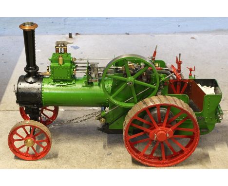 Traction Engine: A scratch-built, live steam, 2 inch scale, traction engine, finished in green and red livery. 9" Flywheel, 2