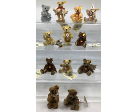 Bears: A collection of assorted Steiff miniature bears along with two Hermann bears.Provenance: from the Estate of the late S