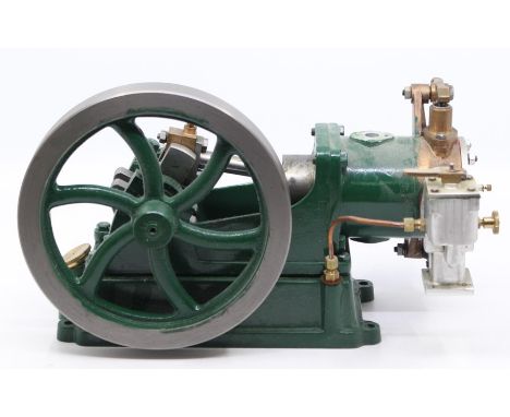 Steam Engine: A scratch-built, live steam, stationary steam engine, finished in green livery. 7.5" flywheel, 8" height, 11.5"