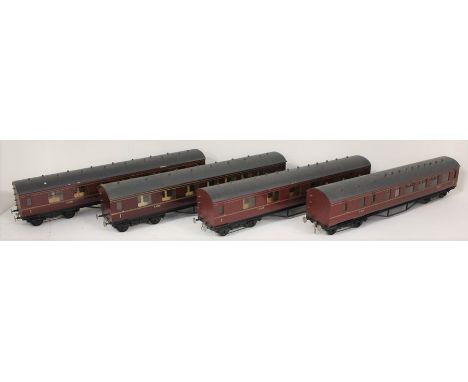 G Gauge: A collection of four G Gauge, scratch-built, LMS Coaches, comprising a First Class, a Third Class and two First/Thir