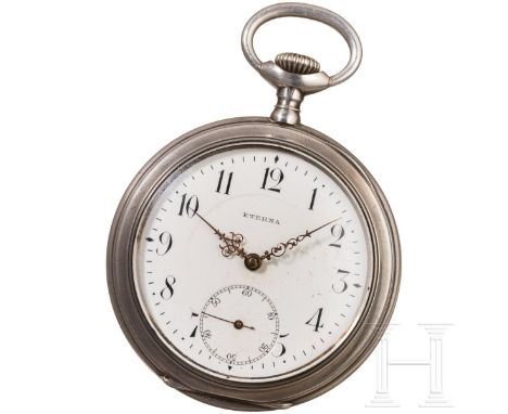   Taschenuhr als Ehrenpreis im 4. Thüringischen Infanterie-Regiment Nr. 72  Gehäuse aus Silber, vielfach gemarkt. Weißes Ziff
