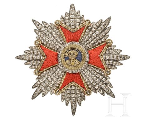   Vatikan - Orden des heiligen Papstes Silvester, Bruststern, 19. Jhdt.  Strahlen aus silbernem Gespinst (leicht gedunkelt). 