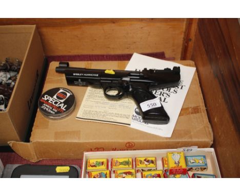 A Webley Hurricane point set .177 air pistol with owners manual and original box