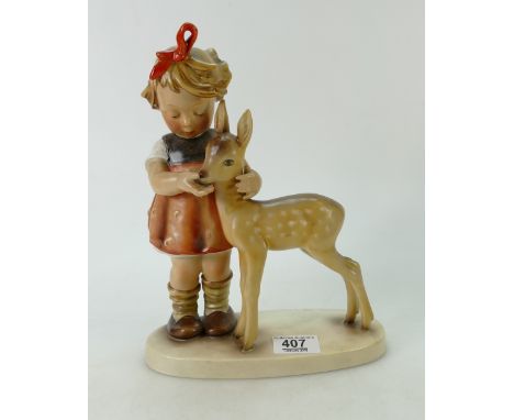 Large Hummel figure of a girl and fawn, height 28cm