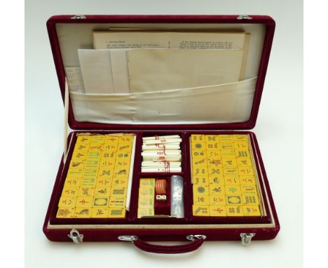 Vintage Mahjong Set in Velvet Case