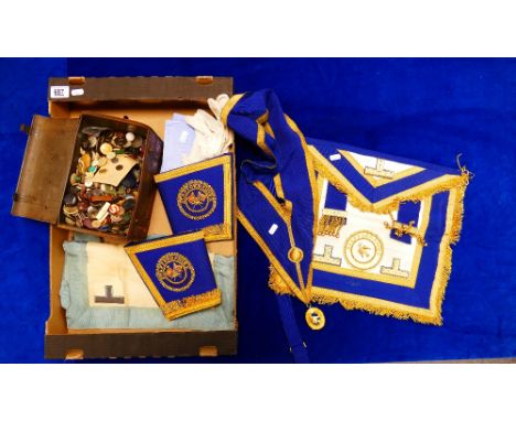 Masonic Regalia believed to relate to a Grand Master from a Staffordshire Lodge.. Included gilt &amp; enamel Masonic jewel, b
