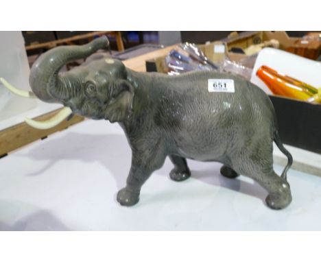 Beswick large elephant with trunk in salute, model number 1770 (restored tusks)