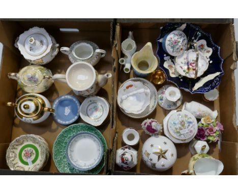 a mixed collection of ceramic items including Royal Crown Derby Posies patterned dish, Aynsley decorative and commemorative i