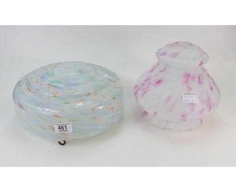 Two 1930s opaque glass art deco lamp shades. 