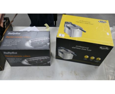 Breville boxed Stainless Steel fryer and Babyliss Thermo ceramic roller set(2)