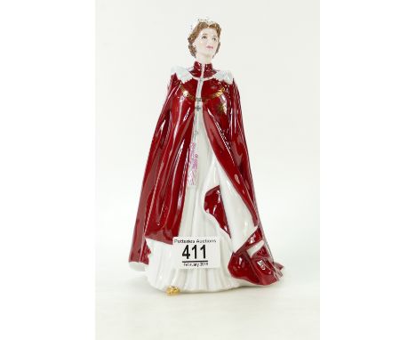 Royal Worcester figurine Queens 80th birthday, dressed in the robes of the order of the British Empire