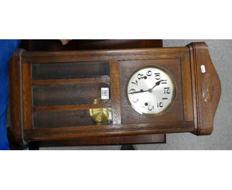 20th Century oak case wall hanging clock 