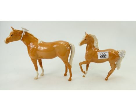 Beswick Palomino Arab 1771(restored ear) &amp; Palomino Horse 1261(2)