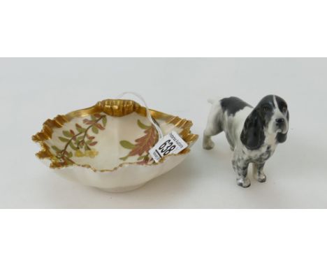 Royal Worcester dish, together with small Beswick Spaniel (2)