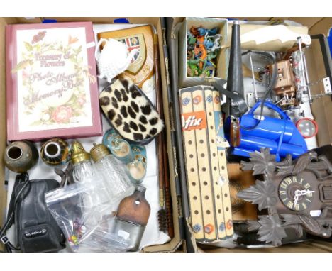 A mixed collection of items to include Cuckoo Clock, children's toy pistol, Give a Show projection  unit, shot gun cleaning k