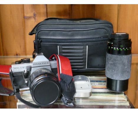 Prakita MTL5B 35mm film camera , Sirius MC80-200mm lens,Optomax telephoto 135 lens &amp; accessories