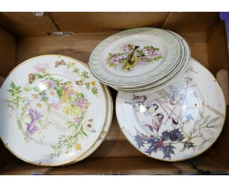A mixed collection of items to include Caverswall Calendar plates, together with Royal Worcester Palissy embossed wall plates