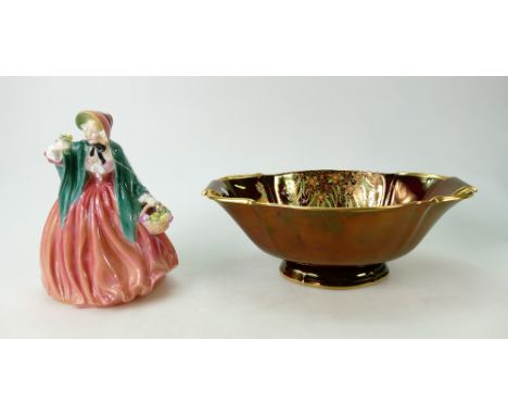 Royal Doulton figure Lady Charmain HN1949 together with a Carltonware Rouge Royale footed art deco bowl decorated with butter