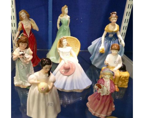 A collection of Royal Doulton figures to include Sophie H/N3715, Melanie H/N2271, Annabel , Strolling H/N3755, Home at Last H